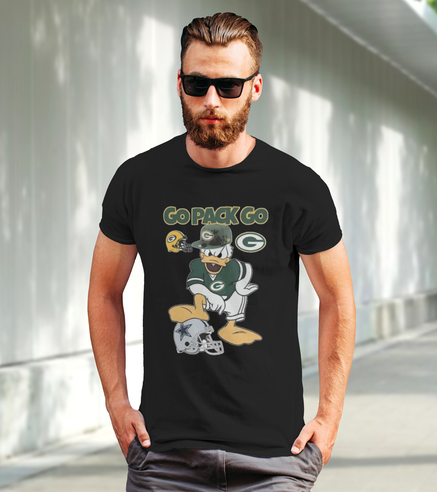 Go Pack Go Donald Duck Green Bay Packers Defeats Dallas Cowboys Helmet T-Shirt
