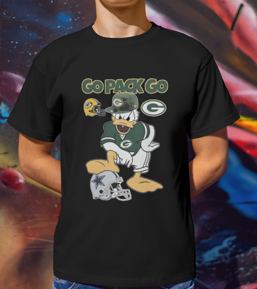 Go Pack Go Donald Duck Green Bay Packers Defeats Dallas Cowboys Helmet T-Shirt