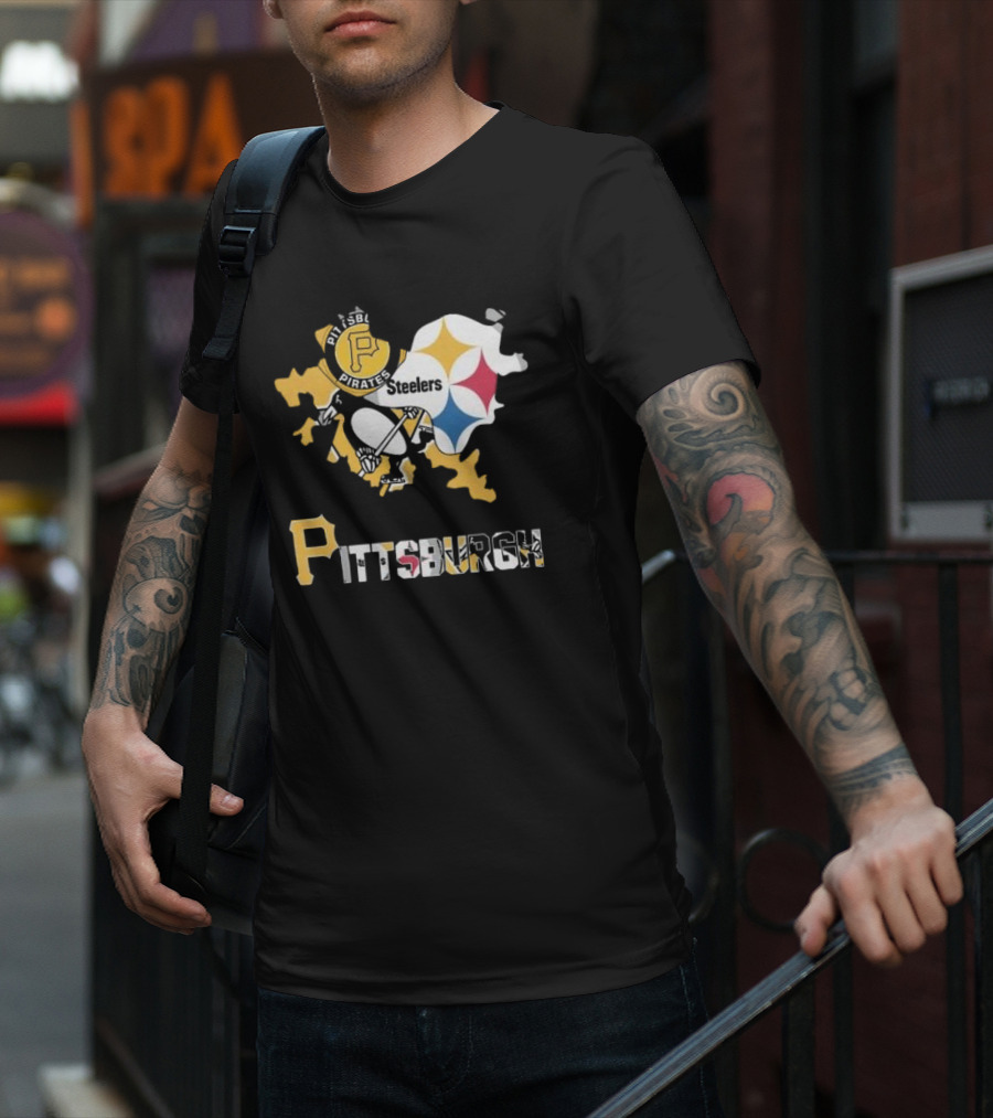 Pittsburgh Pirates Steelers Map T-Shirt