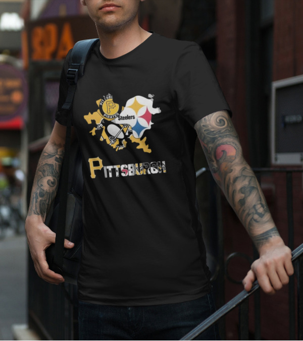 Pittsburgh Pirates Steelers Map T-Shirt