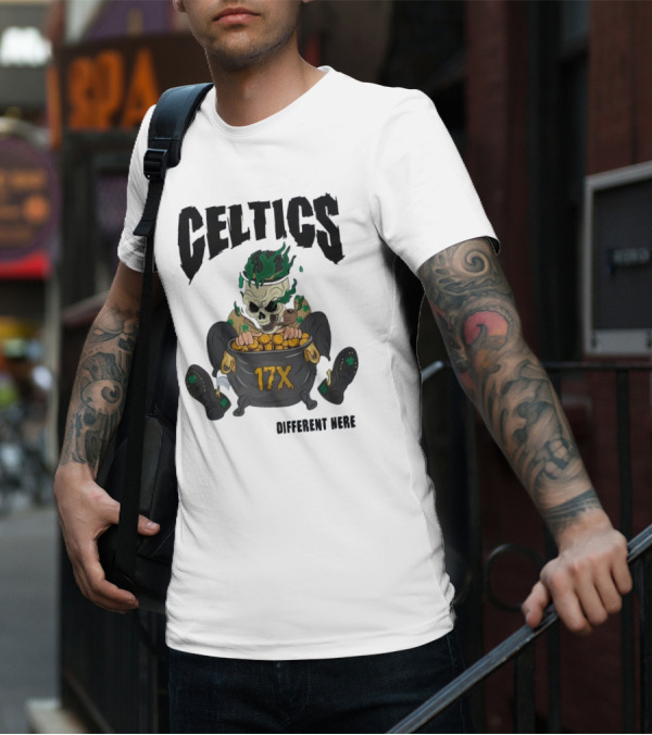 Celtics 17X Gold Skeleton不同 Here T-Shirt