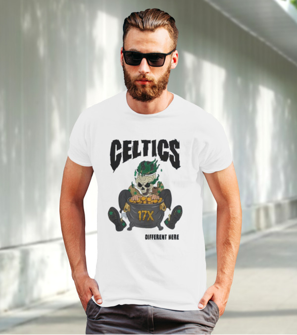 Celtics 17X Gold Skeleton不同 Here T-Shirt
