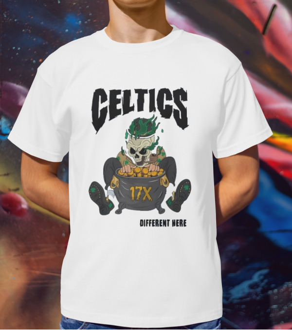 Celtics 17X Gold Skeleton不同 Here T-Shirt