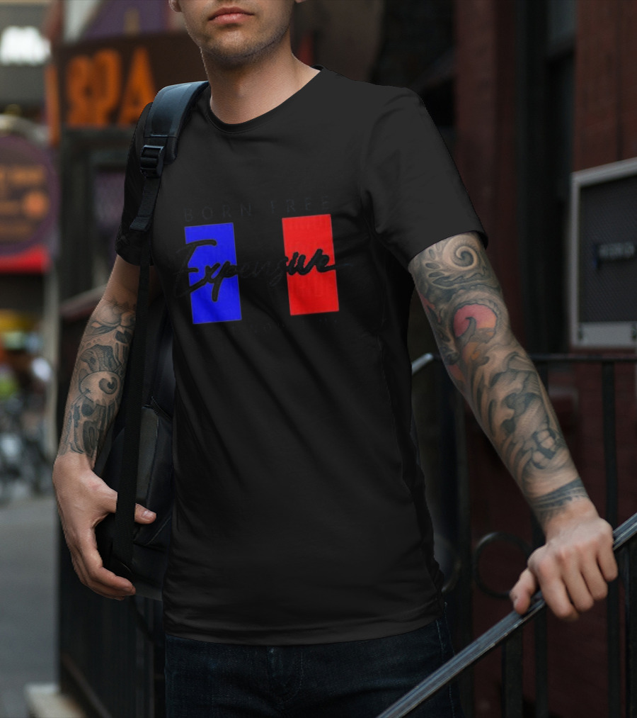 Born Free But Now I'm Expensive Red And Blue Blocks T-Shirt