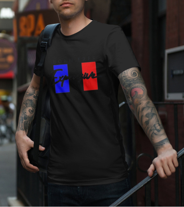 Born Free But Now I'm Expensive Red And Blue Blocks T-Shirt