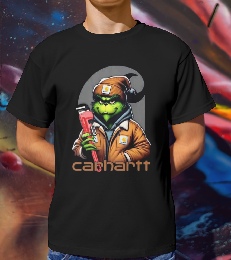 Grinch Carhartt Mechanic Holding Wrench T-Shirt