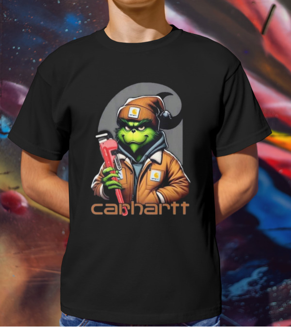 Grinch Carhartt Mechanic Holding Wrench T-Shirt