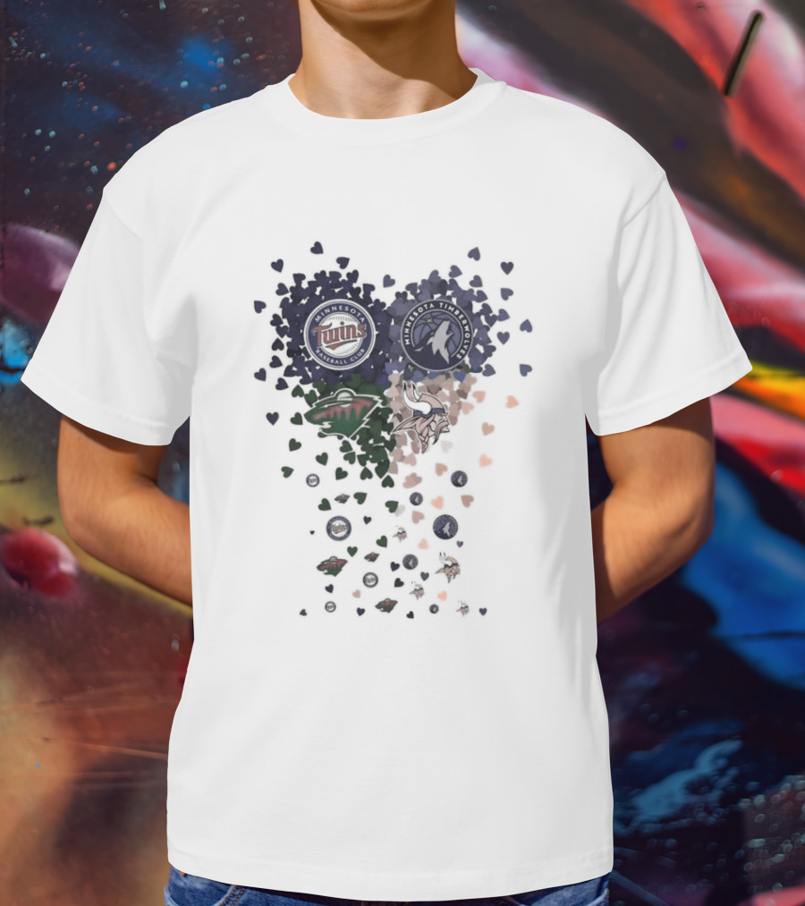Minnesota Twins Timberwolves Vikings Wild Hearts Sports Team T-Shirt