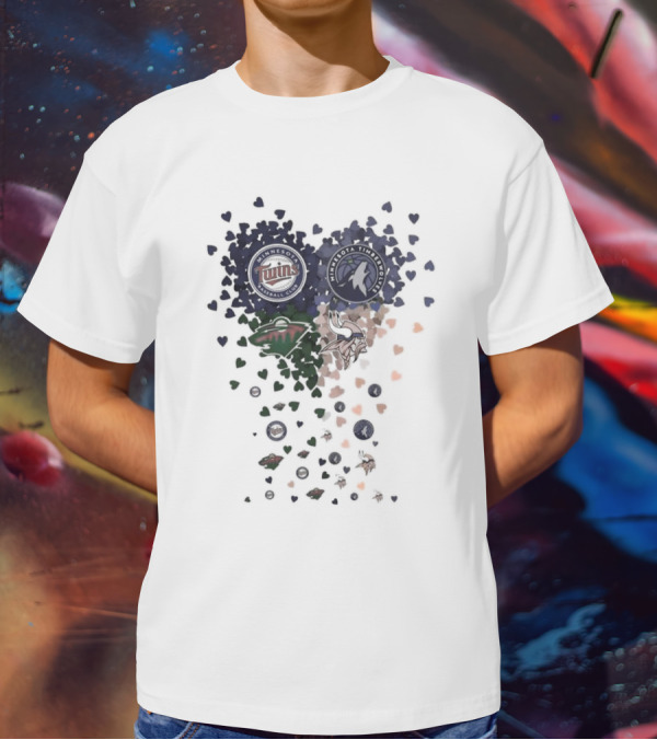 Minnesota Twins Timberwolves Vikings Wild Hearts Sports Team T-Shirt