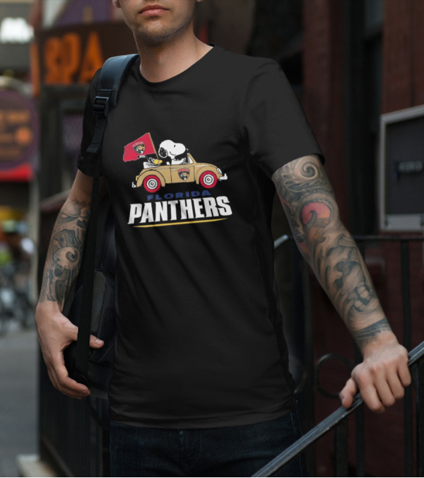 Florida Panthers Hockey Snoopy Driving Classic Car Fan T-Shirt