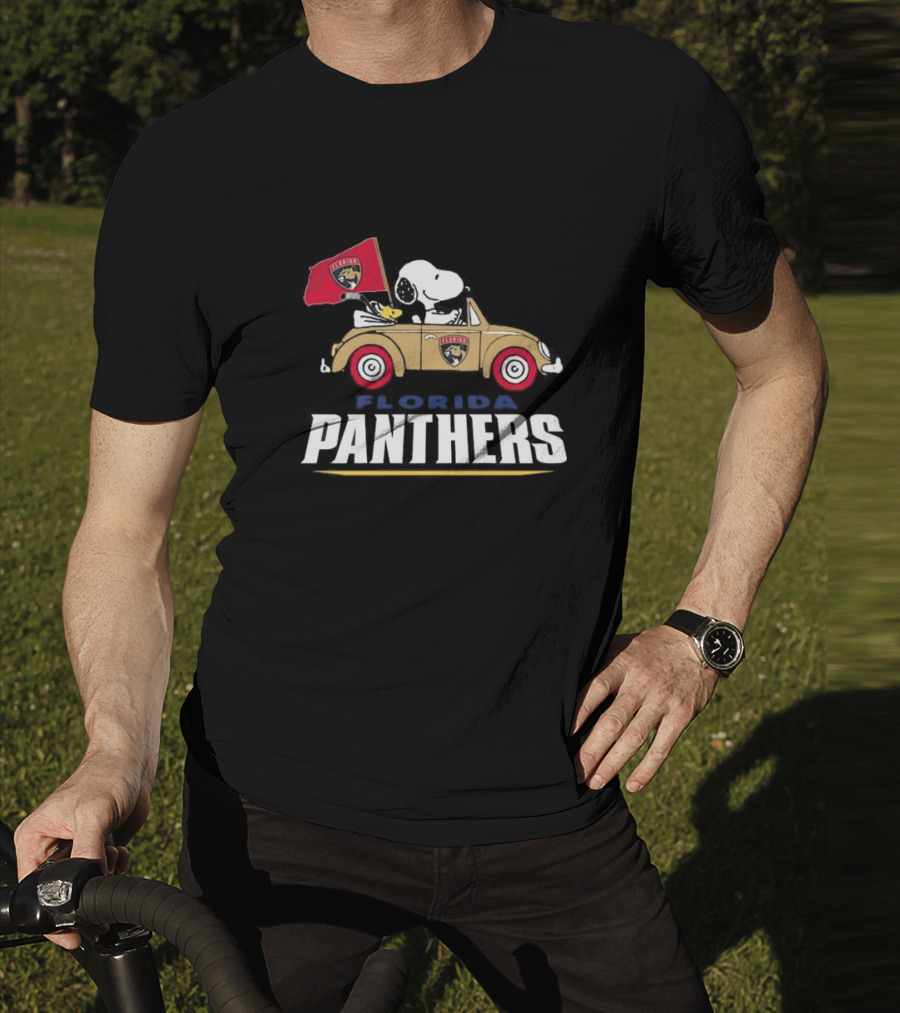 Florida Panthers Hockey Snoopy Driving Classic Car Fan T-Shirt