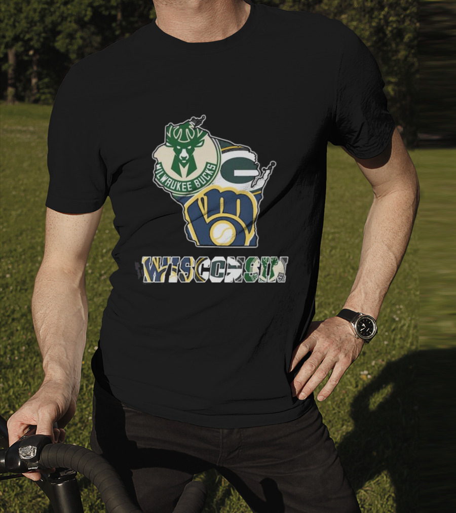 Milwaukee Bucks Green Bay Packers Milwaukee Brewers Wisconsin Team T-Shirt
