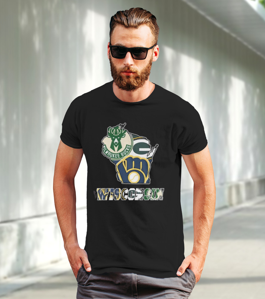 Milwaukee Bucks Green Bay Packers Milwaukee Brewers Wisconsin Team T-Shirt