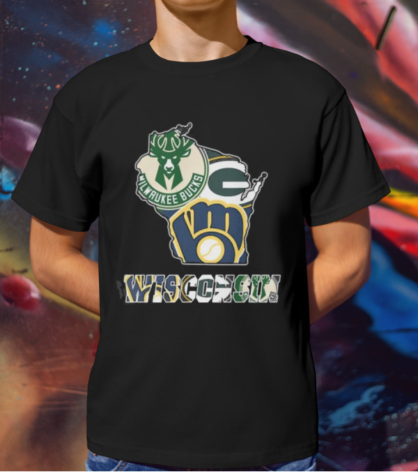 Milwaukee Bucks Green Bay Packers Milwaukee Brewers Wisconsin Team T-Shirt