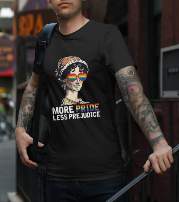 More Pride Less Prejudice Rainbow Heart Glasses T-Shirt