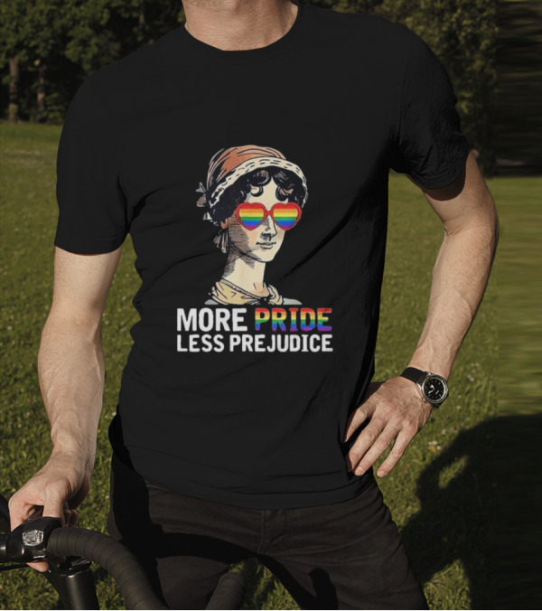 More Pride Less Prejudice Rainbow Heart Glasses T-Shirt