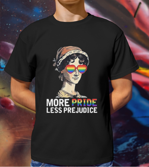 More Pride Less Prejudice Rainbow Heart Glasses T-Shirt
