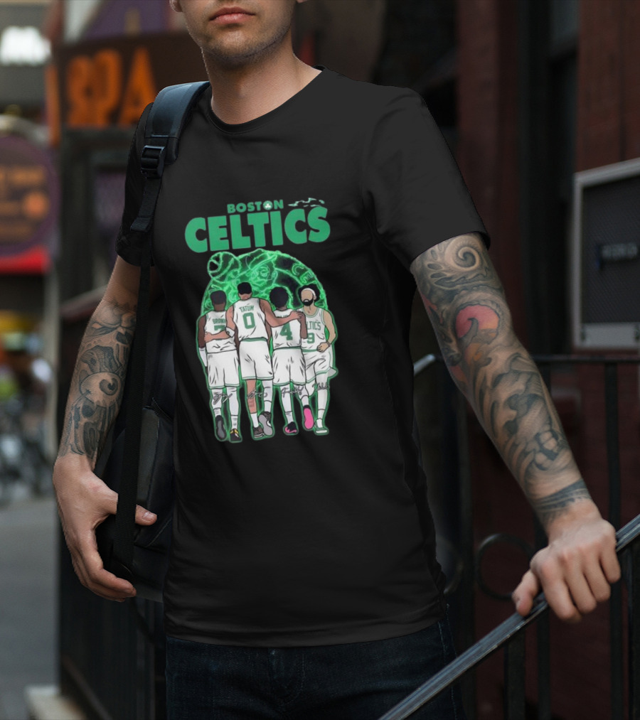 Boston Celtics Brown Tatum Holiday Derrick Signatures Basketball Players T-Shirt