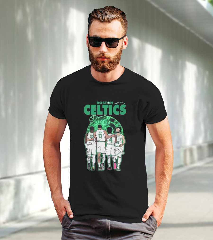 Boston Celtics Brown Tatum Holiday Derrick Signatures Basketball Players T-Shirt