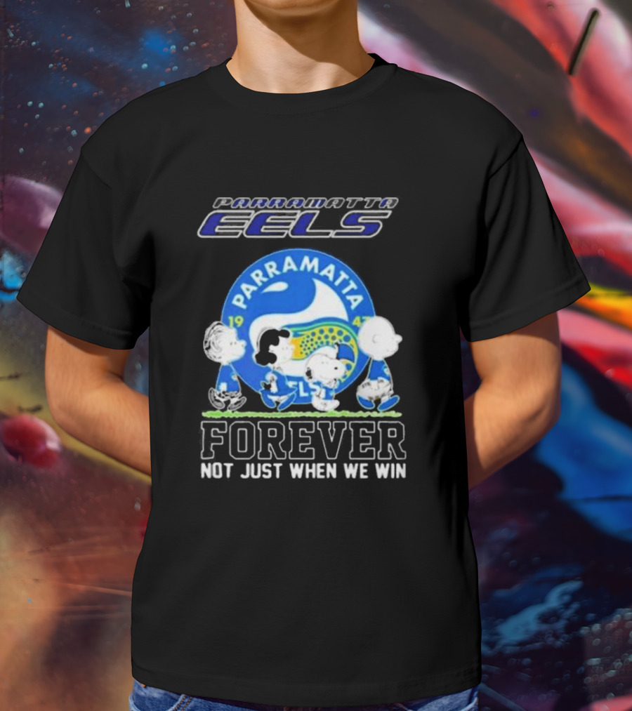 Parramatta Eels Peanuts Characters Walking Forever Not Just When We Win T-Shirt