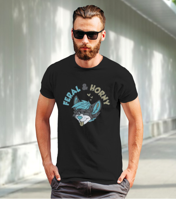 Feral And Horny Winking Furry Character With Hearts T-Shirt