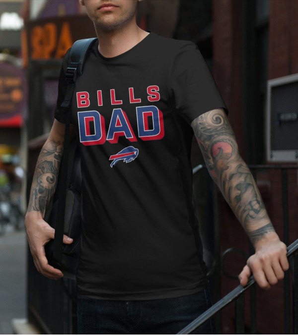 Buffalo Bills Dad Red Blue Bold Lettering T-Shirt