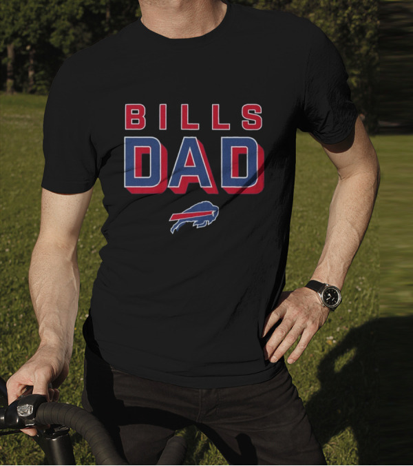 Buffalo Bills Dad Red Blue Bold Lettering T-Shirt