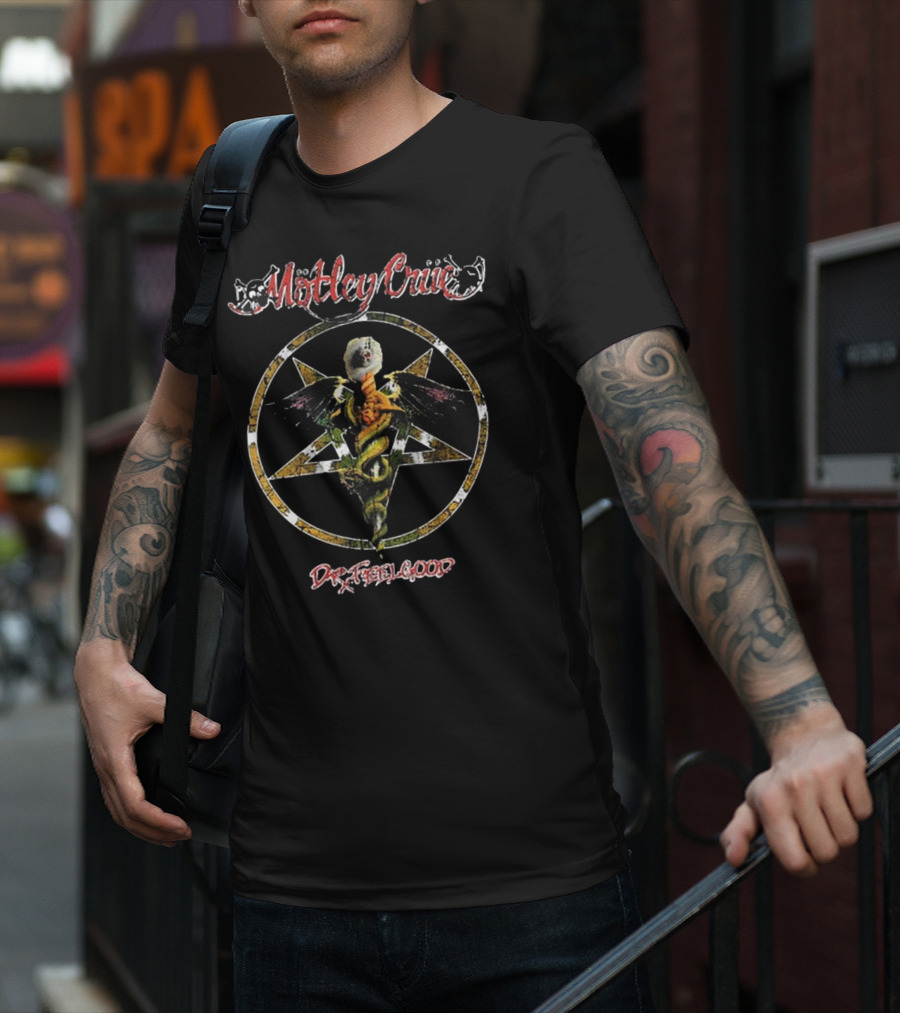 Motley Crue Dr. Feelgood Caduceus Pentagram T-Shirt