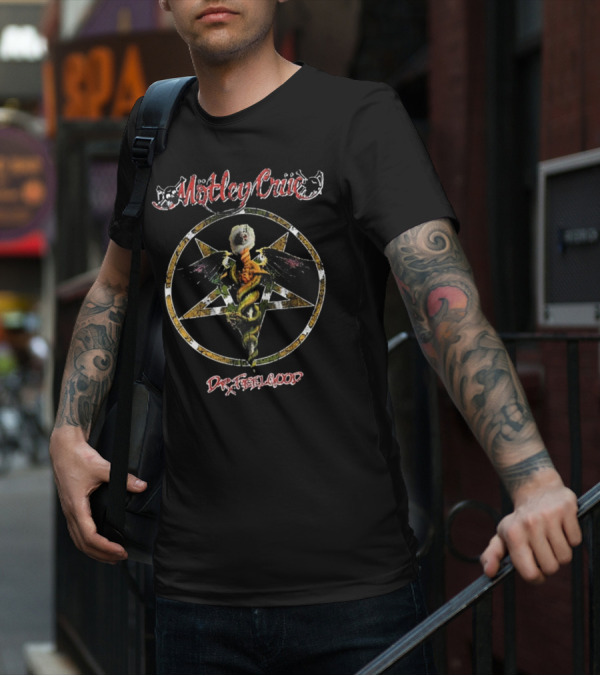Motley Crue Dr. Feelgood Caduceus Pentagram T-Shirt