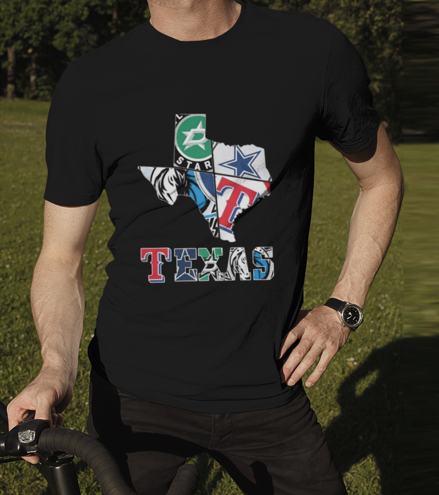 Texas Sports Teams Dallas Stars Dallas Cowboys Dallas Mavericks Texas Rangers Logos T-Shirt