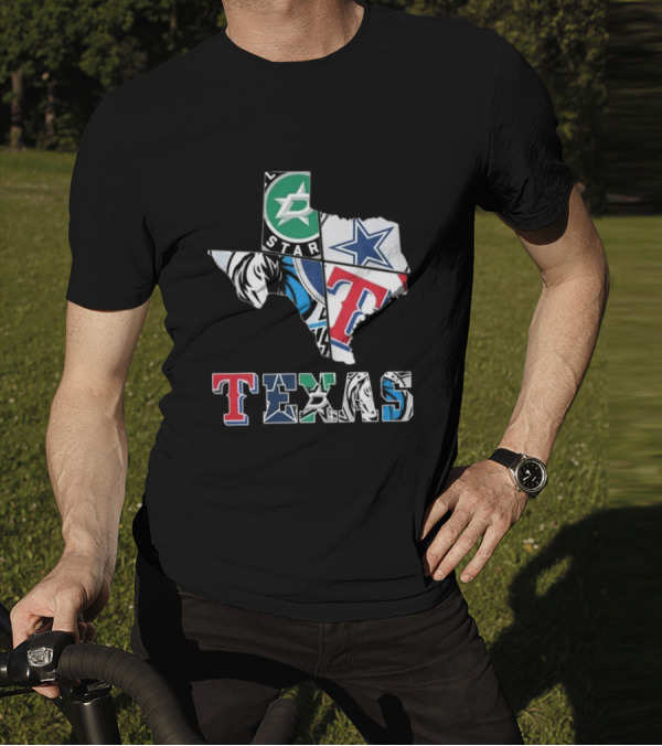 Texas Sports Teams Dallas Stars Dallas Cowboys Dallas Mavericks Texas Rangers Logos T-Shirt
