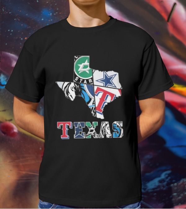 Texas Sports Teams Dallas Stars Dallas Cowboys Dallas Mavericks Texas Rangers Logos T-Shirt
