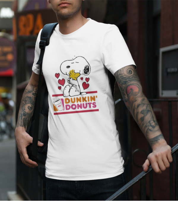 Snoopy And Woodstock With Hearts Dunkin' Donuts T-Shirt