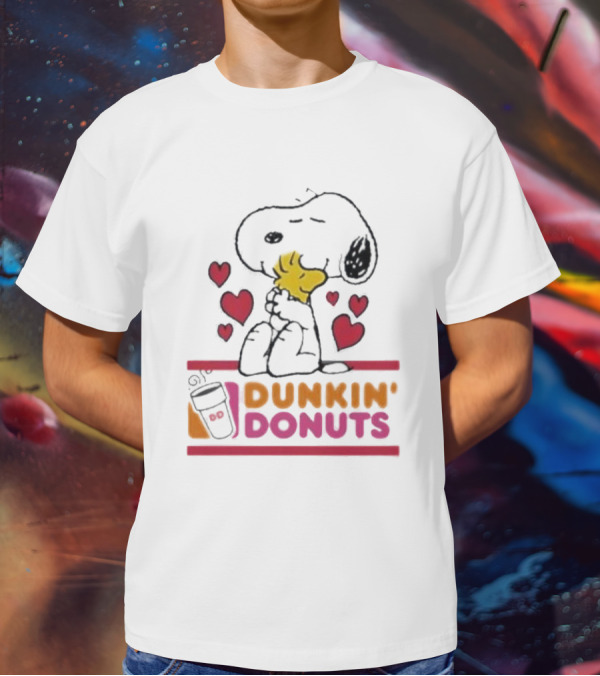 Snoopy And Woodstock With Hearts Dunkin' Donuts T-Shirt