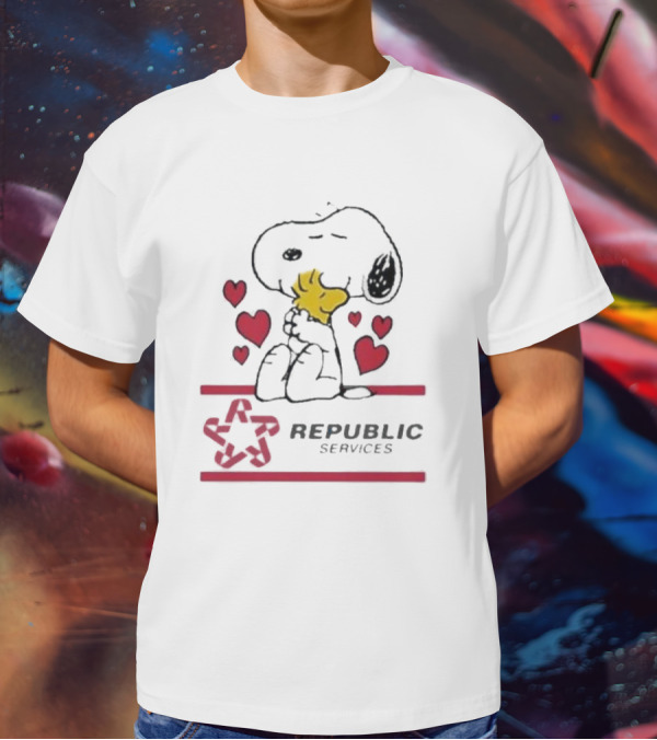 Snoopy Woodstock Republic Services Hearts T-Shirt