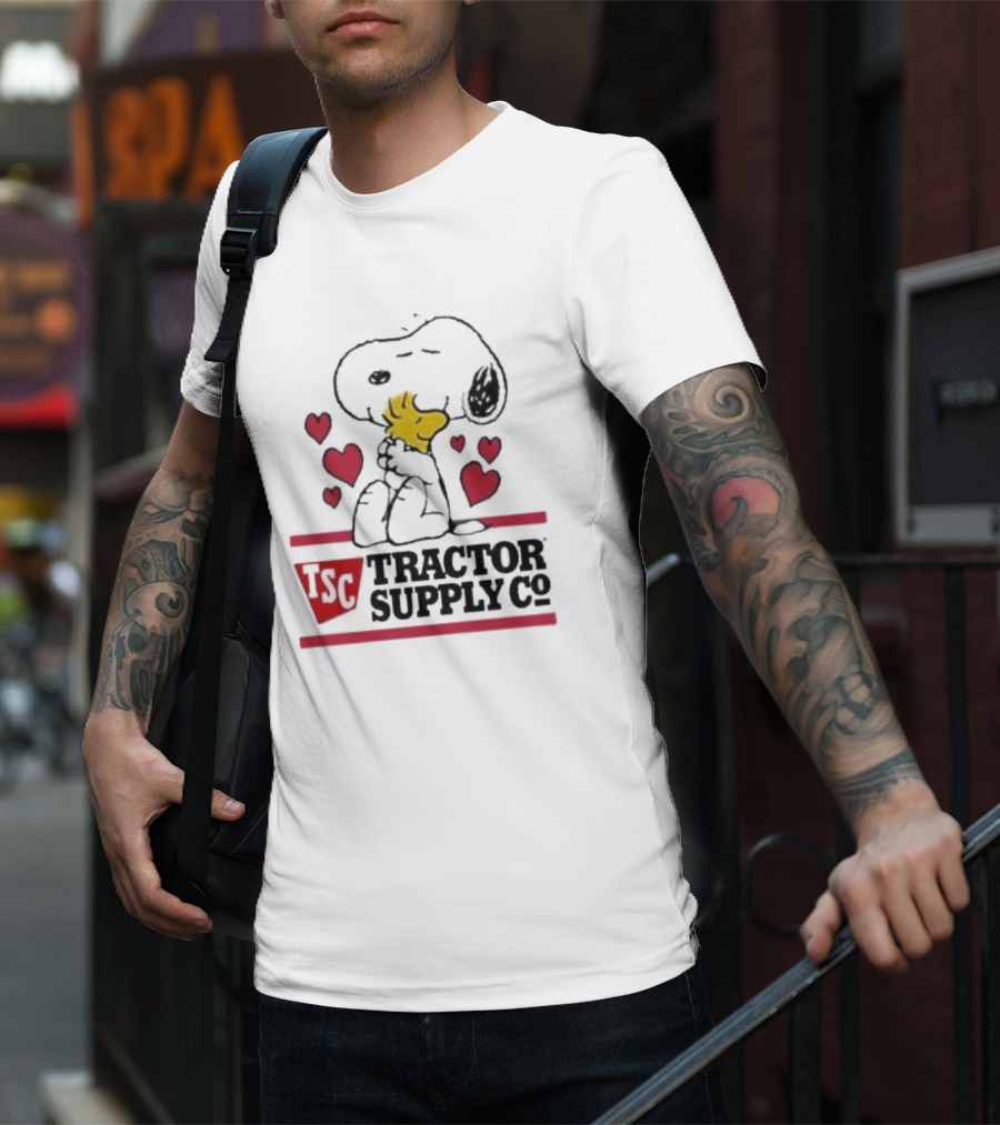 Snoopy Woodstock Hearts Tractor Supply Co Logo With TSC Emblem T-Shirt