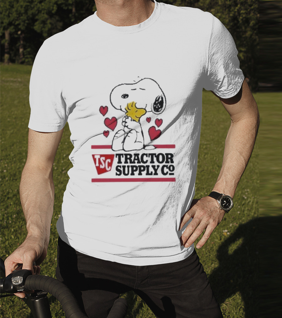 Snoopy Woodstock Hearts Tractor Supply Co Logo With TSC Emblem T-Shirt