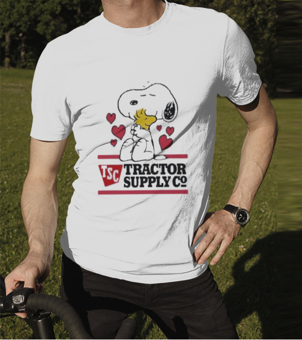 Snoopy Woodstock Hearts Tractor Supply Co Logo With TSC Emblem T-Shirt