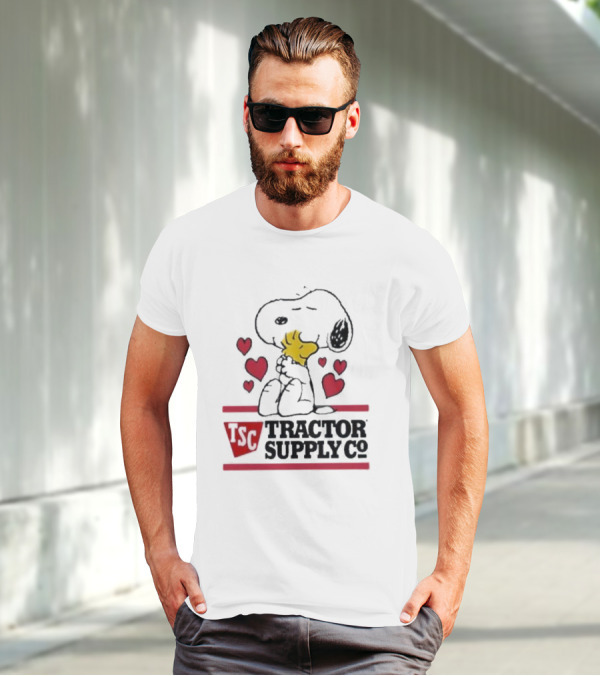 Snoopy Woodstock Hearts Tractor Supply Co Logo With TSC Emblem T-Shirt
