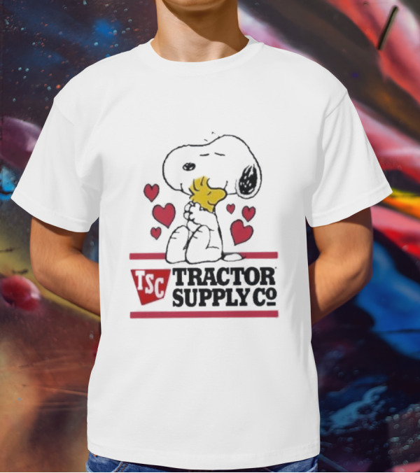 Snoopy Woodstock Hearts Tractor Supply Co Logo With TSC Emblem T-Shirt