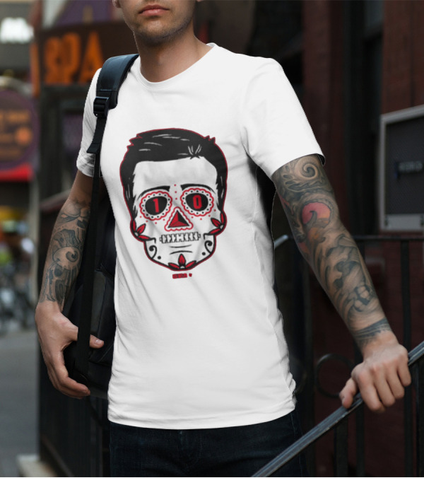 Drake Maye Sugar Skull Football Themed T-Shirt