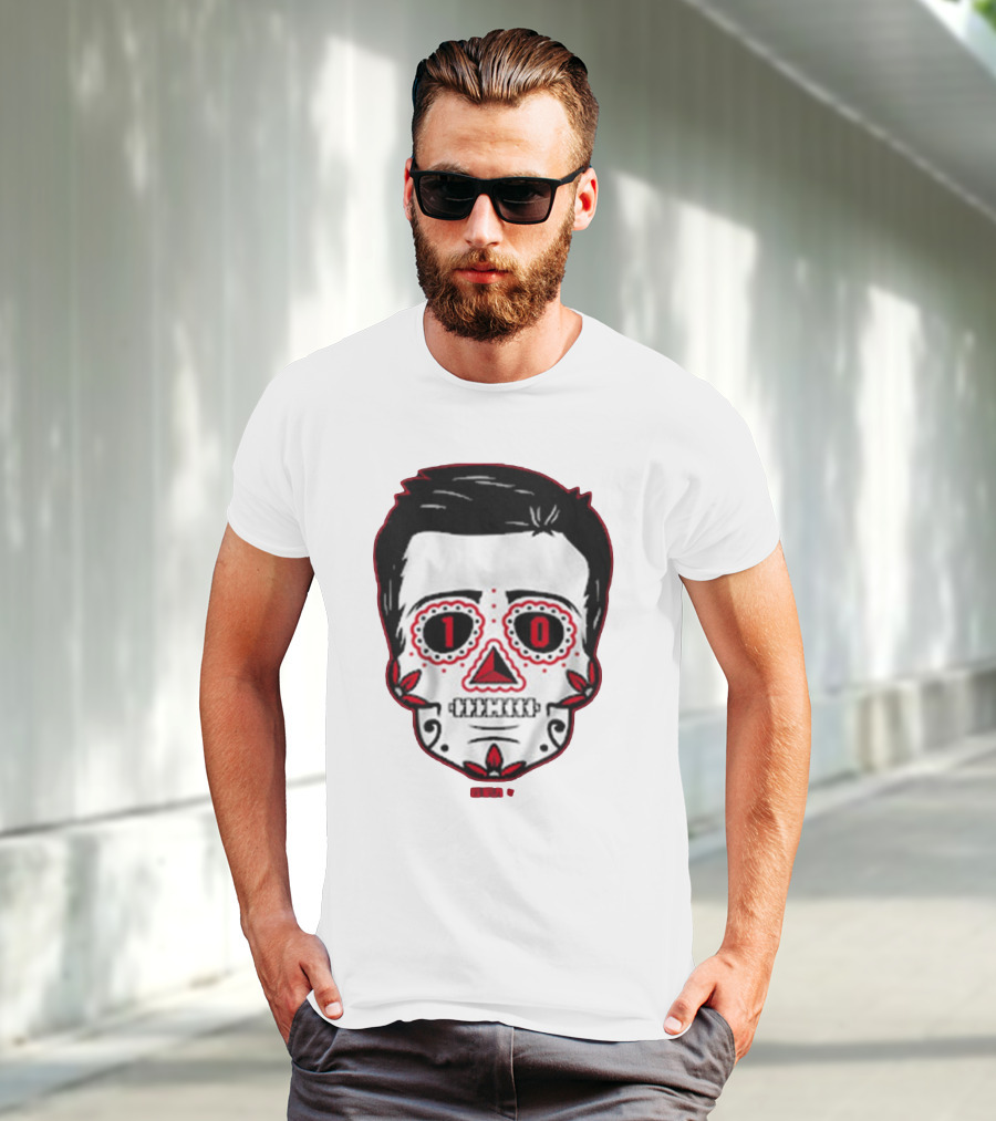 Drake Maye Sugar Skull Football Themed T-Shirt