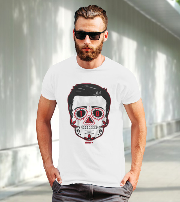Drake Maye Sugar Skull Football Themed T-Shirt