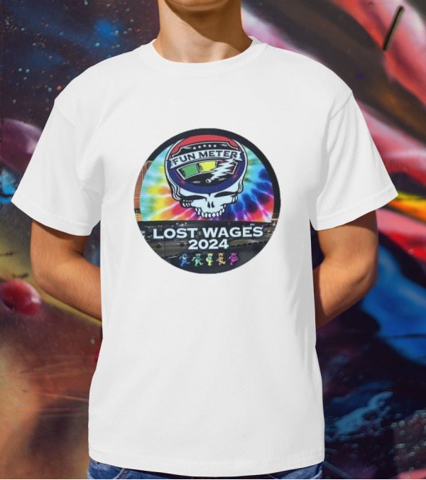 Grateful Dead Tie-Dye Fun Meter Skull Lost Wages T-Shirt