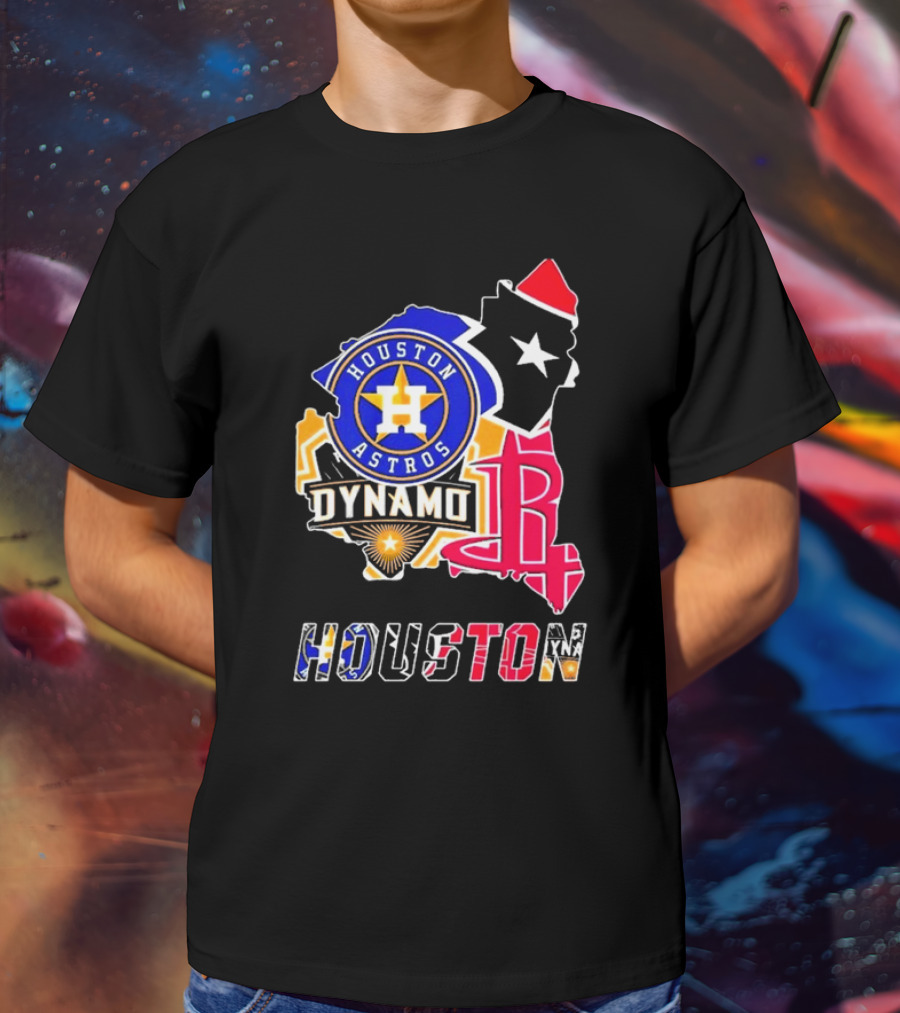 Houston Astros Dynamo Rockets Texas Map Sports Team T-Shirt