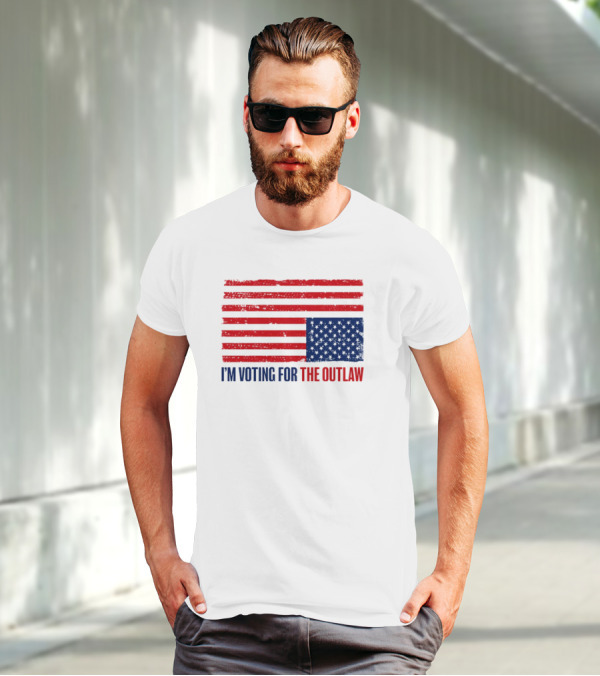 I’m Voting For The Outlaw Distressed American Flag T-Shirt