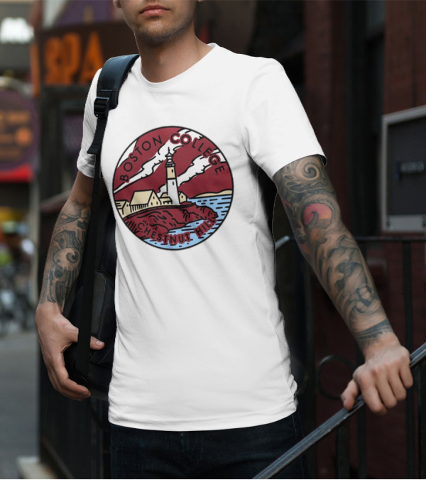Maroon Boston College Eagles Scenic Comfort Colors Chestnut Hill Lighthouse Badge T-Shirt