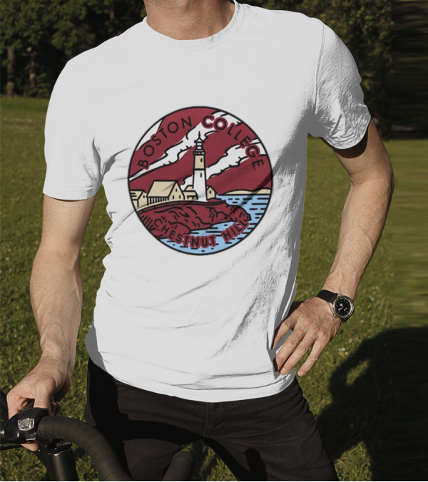 Maroon Boston College Eagles Scenic Comfort Colors Chestnut Hill Lighthouse Badge T-Shirt