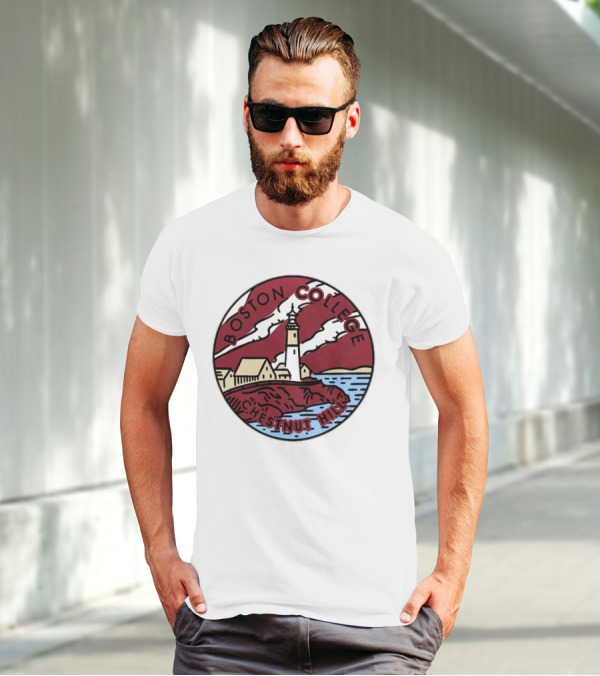 Maroon Boston College Eagles Scenic Comfort Colors Chestnut Hill Lighthouse Badge T-Shirt