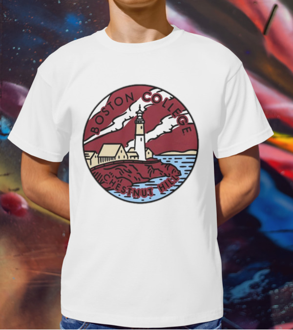 Maroon Boston College Eagles Scenic Comfort Colors Chestnut Hill Lighthouse Badge T-Shirt